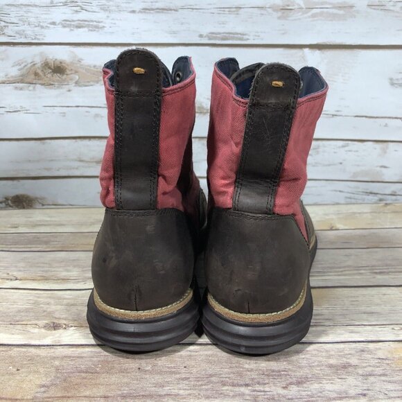Cole Haan Grand Os Waterproof Canvas Boots Mens Size 10 C21692 Brown Red - Picture 6 of 11